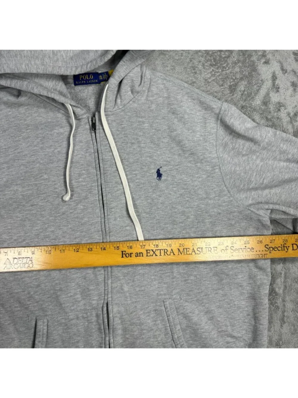 Y2K Polo Ralph Lauren Baggy Gray Zip Up Hoodie Mens XXL Jacket Preppy Streetwear